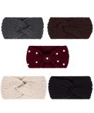 Whaline 5 Pieces Knit Headbands Winter Ear Warmers, 4 Elastic Turban Head Wraps and 1 Pearl Crochet Hair Band, Hair Scrunchies Scarves for Women Girls (Autumn&Winter Colors) - Buy Online on GoSupps.com