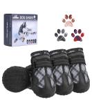 BEAUTYZOO Dog Boots 4PCS Set for Medium Large Dogs | Anti-Slip Waterproof Booties with Reflective Straps | Size 6 (2.6x3.0) | Black Outdoor Paw Protectors - Buy Online on GoSupps.com