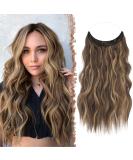 FESHFEN Invisible Wire Hair Extensions - 16 Long Wavy Synthetic Hairpieces for Women - Adjustable Size with Clips - Honey Blonde/Light Brown - Buy Online on GoSupps.com