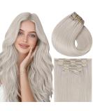 Vivien Clip-In Real Hair Extensions - Platinum Blonde #60 | 30cm 80g - Premium Remy Clip Extensions - Buy Online on GoSupps.com