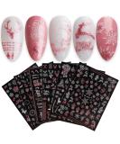 JMEOWIO Christmas Glitter Nail Stickers - 9 Sheets Snowflake Xmas Winter Holiday Design in Pink White - Self-Adhesive Decals for Nail Art Decoration - Buy Online on GoSupps.com