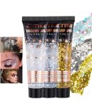 DAGEDA Body Glitter Gel Set - 3 Colors (White Gold Silver) | Chunky Face & Rave Makeup - Sparkle & Shine in Rainbow Metallics - Buy Online on GoSupps.com