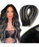 Buy Laavoo 12 Microring Tress Extensions - Real Hair Balayage Black Ombre Silver Easy Weft 50g Remy Human Hair Perfect for International Shipping - Buy Online on GoSupps.com