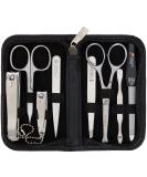 Buy Premium 8-Piece Manicure Set for Men | Three Swords Nail Care Set in Real Leather Case - Includes Beard Scissors Nail Clippers Tweezers & More - Black - Buy Online on GoSupps.com