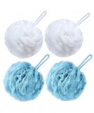 Buy VANZAVANZU Bath Sponge Loofah Set of 4 - Large 80g Shower Scrubber for Men & Women - Mesh Pouf in Turquoise & White | Premium Body Exfoliator - Buy Online on GoSupps.com