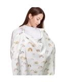 GroBro7 Baby Nursing Cover - Adjustable Cotton Poncho for Breastfeeding Breathable Outdoor Essential in Rainbow White - Buy Online on GoSupps.com