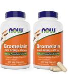 NOW Bromelain 500mg 200 Veg Capsules (Pack of 2) | Non-GMO Vegan Supplement - Buy Online on GoSupps.com