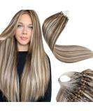 LAAVOO Real Hair Microring Extensions - Brown Blonde Highlight Micro Loop - 35cm 50g #P8/24 - Premium Quality Hair Extensions - Buy Online on GoSupps.com