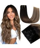 Runature Clip-In Real Hair Extensions Balayage 50cm - 120g Seamless 20 Inch #1B/6/27 - Natural Black to Brown/Blonde for Effortless Volume - Buy Online on GoSupps.com