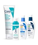 CeraVe Acne Skin Care Set - Benzoyl Peroxide Face Wash, Retinol Serum, SPF AM Moisturizer, PM Moisturizer | 5oz Cleanser + 1oz Serum + 2oz AM Lotion + 2oz PM Lotion - Buy Online on GoSupps.com