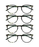 Opulize Met Reading Glasses - 4 Pack Slim Round Frames with Spring Hinges | Scratch-Resistant Green Tortoise | +2.50 Diopters for Men & Women - Buy Online on GoSupps.com