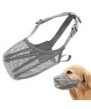 Breathable Mesh Dog Muzzle - Adjustable Nylon Muzzle for Small Dogs | M W-Gray - Buy Online on GoSupps.com