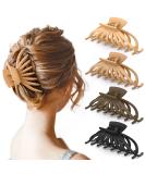OPAUL Matte Nonslip Hair Claw Clips - Strong Hold for Thick and Thin Hair - Neutral Hair Styling Accessories - 4 Pack Black & Khaki - Perfect Christmas Gifts - Buy Online on GoSupps.com