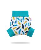 Petit Lulu Washable Cloth Nappy Wrap - Size M | Reusable Diaper Wrap | European Made (Turquoise Feathers) - Buy Online on GoSupps.com