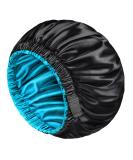 Shop Mikimini Satin Hood for Women & Men - Turnable Double-Layer Sleeping Hood for Braids | XL Black/Blue - Adjustable & Non-Slip - Buy Online on GoSupps.com