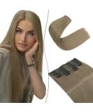 Buy SEGO 12 PCS Clip-In Hair Extensions - Real Hair 22 Clips 180g 55 cm Medium Brown & Ash Blonde - Affordable Full-Head Coverage - Buy Online on GoSupps.com