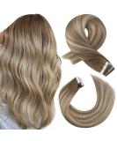 Moresoo 22 Inch Balayage Blonde Tape in Hair Extensions - Light Brown with Blonde Human Hair - 20Pcs/50g #8/22/8 - Buy Online on GoSupps.com