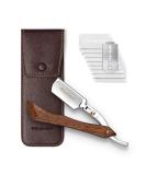St rtebekker razor with wooden handle in the handmade leather case incl. Alaunstift - incl. Rasurguide 10 sharp blades - gift idea - razor set - wet razor wood - caf  - Buy Online on GoSupps.com