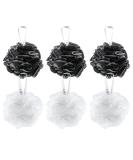 Lifeforce Shower Puff Loofah 60g - Set of 6 Exfoliating Bath Sponges for Adults - Soft Mesh Body Sponge in Classic Black & White Colors - Buy Online on GoSupps.com