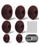 TsMADDTs Hair Ring Bun Maker Set - 7 Bun Makers, 5 Elastic Bands, 20 Hair Pins - Dark Brown - Donut Bun Maker Kit - Buy Online on GoSupps.com