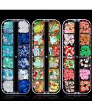 Noverlife 36 Grids Christmas Nail Art Sequins - 3D Holographic Laser Snowflake Star Glitters for Holiday Manicure - Buy Online on GoSupps.com