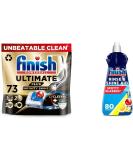 Bundle of Finish Ultimate Plus Infinity Shine Dishwasher Tablets | 73 Dishwasher Tabs | For Unbeatable* Clean & Diamond Shine + Finish Dishwasher Cleaner Rinse Aid | Scent : Lemon | Size : 400ml - Buy Online on GoSupps.com