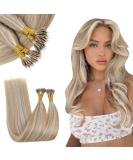 RUNATURE Real Human Hair Nano Extensions - Blonde Highlight Ash Brown 16 Inch 50g A-Nano #8P60 - Buy Online on GoSupps.com