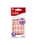 Kiss Everlasting French Nail Manicure, Chip-Free with Flexi-Fit Technology, Medium,"Infinite", Nail Kit with Pink Nail Glue (Net Wt. 2 g / 0.07oz.), Mini File, Manicure Stick, and 28 Fake Nails - Buy Online on GoSupps.com