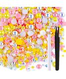 Shop Astaron 50g Mix Half Pearls & Glitter Stones - 3mm-10mm Flatback Rhinestones for Face Nail & DIY Crafts - Pink Yellow Series - Buy Online on GoSupps.com