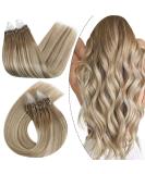 Ugeat Micro Loop Hair Extensions - Real Hair Ombre Balayage 50cm #9A/60/9A 50 Strands - Light Brown to White Blonde - Buy Online on GoSupps.com