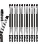12-Pack Duo Eyebrow Brush Set - Spoolie and Angled Brow Brushes - Mini Eyelash Brush for Tinting - Suitable for Cream Gel - Silver - Buy Online on GoSupps.com