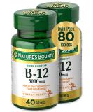 Nature's Bounty B-12 Twin Pack - Cherry Flavor 5000 mcg | 40 Quick Dissolve Tablets - Buy Online on GoSupps.com