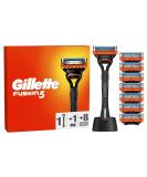 Gillette fusion 5 wet razing men razor + 8 razor blades + razor holder gift for men razor + 8 blades + holder - Buy Online on GoSupps.com