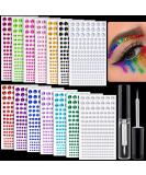 2758 Pcs of Rhinestone Stickers 3/4/5/6/8mm with 14 Colors Self Adhesive Face Gems, Stick on Body Crystal Jewels with Quick Dry Makeup Glue for Face Eye Hair Nails Make up and Craft DIY Decorations 05-14 colors - Buy Online on GoSupps.com