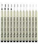12 Pack Black Micro-Pen Fineliner Ink Pens - Waterproof Archival Ink, Fine Point for Artist Illustration, Sketching, Anime Manga, Scrapbooking - Buy Online on GoSupps.com
