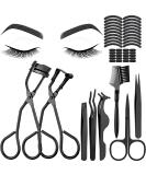 48-Piece Eyelash Curler Set with Mini Kit, Tweezers, Brush, Scissors, Silicone Pads (Black) - Buy Online on GoSupps.com