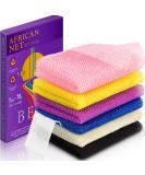 6-Piece African Net Sponge Set - Shower Exfoliation & Body Scrubs for Smooth Skin - Ideal for Daily Use (Yellow & White) - International Shipping Available - Buy Online on GoSupps.com