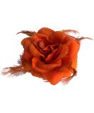 Orange Rose Hair Clip Large Rose Fascinator Flower Hair Clip Orange Hair Accessories Clips Elastic Wedding Hair Flower 1pc - Buy Online on GoSupps.com