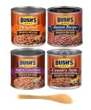 Bush's Best Baked Beans Original Boston Recipe with Maple & Cured Bacon 16 Ounce (Pack of 4) + Mini Bamboo Spatula - Buy Online on GoSupps.com