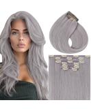 Vivien Clip In Extensions | Real Hair Gray Remy 60cm 135g | 24 Inch Silver Clip 1-1 | Premium Quality - Buy Online on GoSupps.com