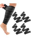 Elastic Calf Compression Bandage Leg Sleeve | Adjustable Lower Leg Wraps for Joint and Ligament Support | 4 Pack 70.86 Inch | Black - Buy Online on GoSupps.com