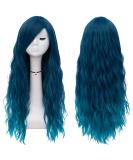 Mildiso 26 Blue Curly Wavy Wig with Bangs for Women - Natural and Cute | M062B - Buy Online on GoSupps.com