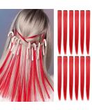 FC SWS 12 Colored Clip-In Hair Extensions | 21 Inch Heat-Resistant Synthetic Hair for Women & Girls | Multi-Colored Party Highlights | Perfect Gift (Red) - Buy Online on GoSupps.com