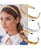 AWAYTR Chain Hairband Women Chained Headband - 3PCS Chained Reactions Headband for Women Girls Inspired Hair Hoop Thick Chain Metal Resin Headband (Resin-Gold/Resin-Silver/Resin-Amber) - Buy Online on GoSupps.com