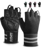 SIMARI Workout Gym Gloves Weight Lifting Gloves with Wrist Wrap Support SBR Pad Grip for Full Palm Protection - Fingerless - black - medium - Buy Online on GoSupps.com