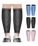 Calf Compression Sleeves for Women & Men 2 Pack Elastic Calf Support Footless Socks Ventilation Calf Brace for Pain Relief Sports Recovery Cycling Travelling Gym Calf Guards (Black L) L Black - Buy Online on GoSupps.com