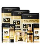 24K Skincare Set - Anti-Aging Hyaluronic Acid Serum Face Cleanser Eye Cream and Face Mask - Perfect Skincare Gift Set for Women and Teen Girls - Buy Online on GoSupps.com