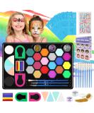 40-Piece Kids Face Paint Kit | 20 Colors with Stickers, Brushes, Sponges & Split Cake | Professional Face Painting Set - Buy Online on GoSupps.com