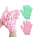 Sibba Bath Gloves - Natural Loofah Exfoliating Wash Gloves for Body and Face - Dead Skin Remover - Double Sided Microfibre Shower Gloves - 2 Pair Pink & Green - Buy Online on GoSupps.com