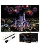MIASTAR Dream Castle Scratch Painting Kit for Adults & Kids - Rainbow Scratch Art Set for DIY Night View | Creative Gift with 3 Tools | 16'' x 11.2'' Sketch Pad - Buy Online on GoSupps.com